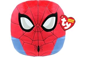 Ty - Marvel Squish a boos - Coussin Spiderman 20 cm - TY39254 - Rouge, Bleu - Dès 3 Ans