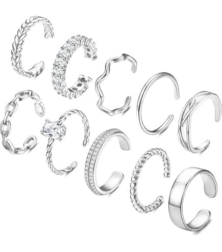 Bague Femme Acier Inoxydable Ouvert Bague Phalange Empilables Minimaliste Bague Pouce Femme Argent Ensemble Bague Knuckle pour Femme
