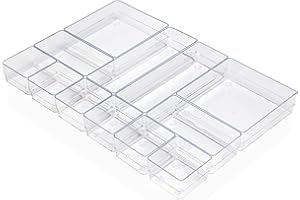ALPOONS® - Schubladen Organizer (12er transparent) mit Antirutsch Pads für einen extra stabilen Halt. Organizer Schublade für eine klare Übersicht. Organizer Schminke sorgt für Ordnung im Chaos.