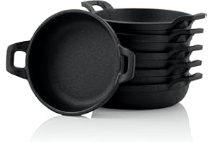 BBQ-Toro Lot de 6 Poêles à Barbecue en Fonte - Diamètre 13 cm - Pré-cuites et Pré-brûlées