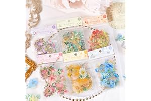 TA MERRY Adesivi Sticker per scrapbooking di 240 stickers con piante e fiori naturali, 6 temi naturali, adesivi vintage per album artigianali, calendari planners, fai da te, bullet points, computer portatili