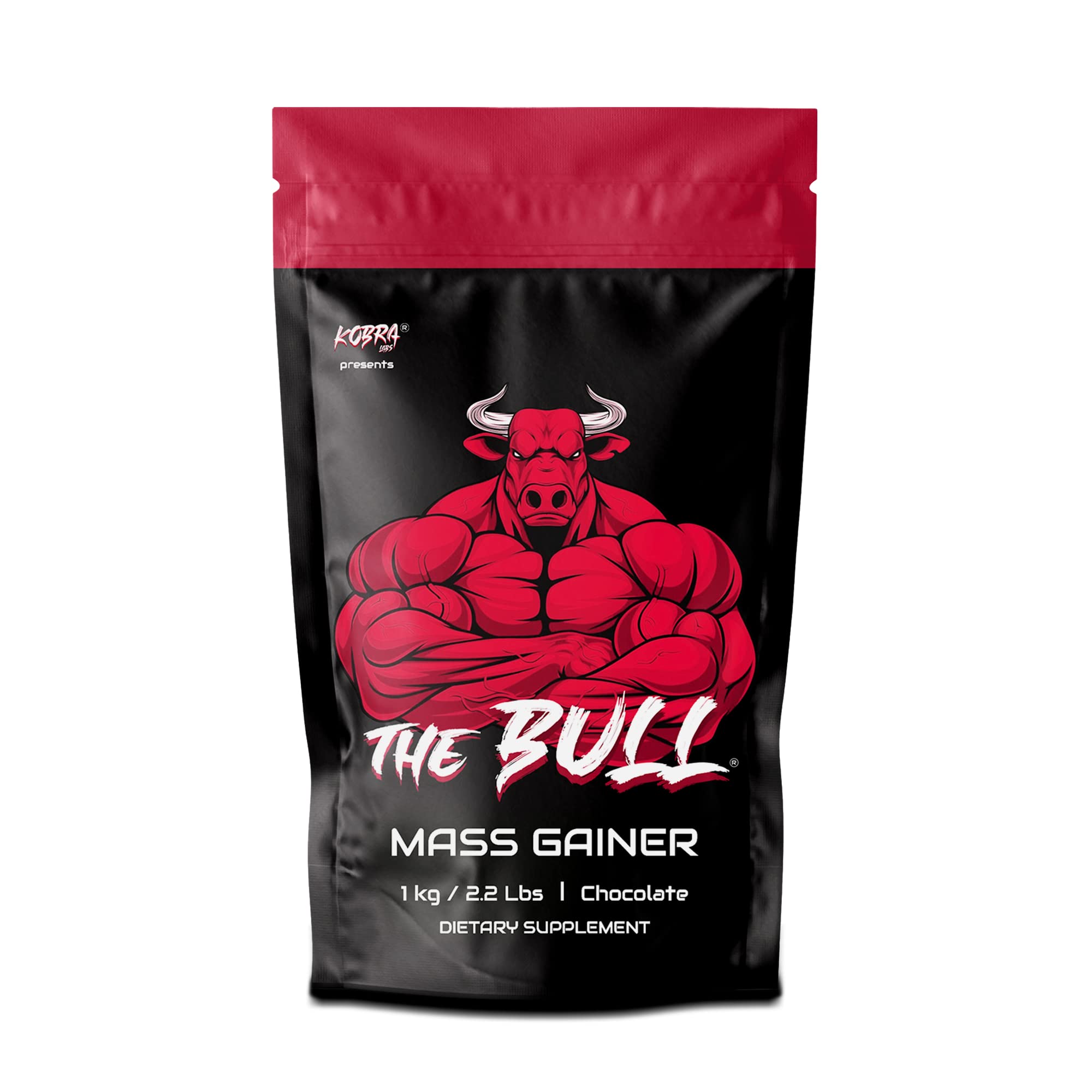 Kobra Labs The Bull Mass Gainer [1Kg, Chocolate] | Lean Whey Protein Muscle Mass Gainer | Complex Carbohydrates | 18Gm Protei