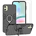 WRTBS for Samsung Galaxy A05 Case Cover with Glass Screen Protector [2 PACK] Heavy Duty Dual Layer Military Grade Shockproof Protective Cover with Magnetic Ring Kickstand - Black