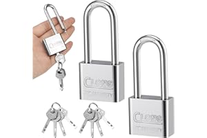 Firtink 2 Pack Long Shackle Padlocks, Padlock with Keys Heavy Duty Keyed Padlocks Long Neck Padlock for Shed Gym Locker Fence Garage Outdoor