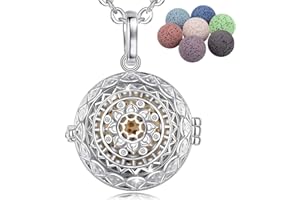 INFUSEU Aromaterapia Olio Essenziale Diffusore Collana Ciondolo Medaglione D'argento 5 PZ Lava Pietre Con 24 "Catena, Regalo per le Donne