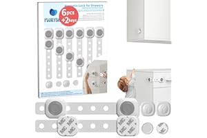 FLURYSAR Kindersicherung für Schutz von Schränken und Schubladen gegen unbefugtes Öffnen 6x magnetische Schranksicherung und 2x Schlüssel - einfache Montage ohne Bohren -