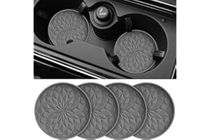 STLIAN Car Coasters for Cup Holders [4 Pack] - 2.75In Silicone Auto Mug Mats - Universal Non-Slip Recessed Car Interior Accessories Deep Grey