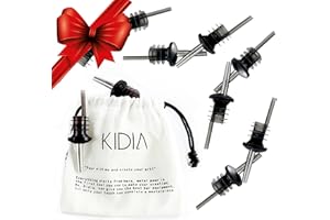 Kidia Metal Pour – Kit 10 Versatori Acciaio Inox - Tappi Universali con Guarnizione in Gomma, Flusso Calibrato 157 BPM, Lavabili in Lavastoviglie | Cocktail Set Barman/Bartender | (1, Classic)