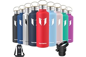 Super Sparrow Borraccia Termica - Bottiglia Termica Senza Perdite - 350ml/500ml/620ml/750ml/1L - Senza BPA Borracce Bambini - Per Scuola, Sport, Campeggio, Palestra, Ciclismo - Con 2 Tappi