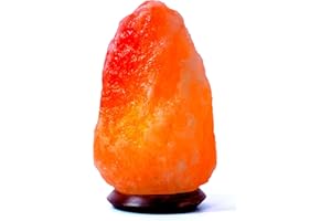 AGT SALZWELTEN AGT Salzlampe Naturform (Salzkristalllampe bekannt als Himalaya Salz) aus der Salt Range Punjab, Pakistan auf einem Edelholzsockel incl 1.5m Kabel mit Lampenfassung E14 & Schalter + 2x Glühbirnen 15W