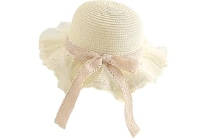 XYIYI Kid Girls Summer Straw Hat Sun Protection Visor Hats Foldable Wide Brim Bowknot Beach Cap for 2-8 Years Old