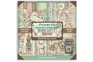 Stamperia Bloc de scrapbooking 22 feuilles 20,3 x 20,3 (8 x 8 pouces) simple face Brocante Antiques