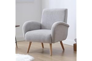 chairus Chenille fotel wypoczynkowy do salonu, tapicerowane, pojedyncze krzesło wypoczynkowe, krzesło z akcentem, krzesło z drewnianymi nogami do sypialni (szary)