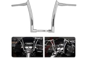 YHTIMIOX 14" Rise 1.5" Fat Motorcycle Handlebars Sharp Sheep Horn Style Ape Hangers Handlebar Compatible with Harley Dyna Scooter Softail Sportster Road King Chrome