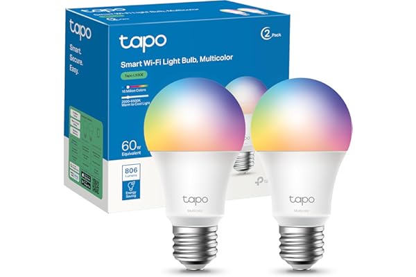 Tapo L530E – Bombilla LED inteligente Wi-Fi, multicolor, regulable, casquillo E27, 8.3W, 806 lúmenes, compatible con Alexa y Google Home, paquete de 2 (paquete de 1)
