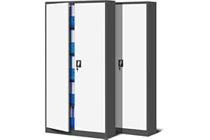 ‎JAN NOWAK Jan Nowak 2er Set Aktenschrank C001 Metallschrank Stahlschrank Werkzeugschrank Büroschrank Lagerschrank Universalschrank Pulverbeschichtung Flügeltüren 185 cm x 90 cm x 40 cm (anthrazit/weiß)