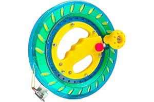 Flying Hoofer Enrouleur de cerf-volant pour adultes et enfants – 20,3 cm de diamètre, corde de cerf-volant haute résistance de 3000 m avec connecteur – Grande poignée, verrouillage de sécurité,