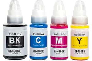 NexNova® Ink 490 Compatible with Canon 4-Pack Black, Cyan, Magenta, Yellow for PIXMA G3400 G2400 G1400 G4400 G1411 G2411 G3411 G4411 G4410 G3410