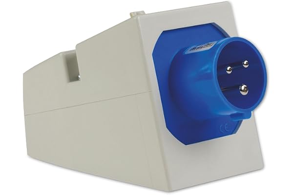 as - Schwabe CEE prise murale pour caravane - 230 V / 16 A prise camping - Prise murale à 3 pôles pour camping-cars et caravanes - Idéal pour l'extérieur - IP44 - Fabriqué en Allemagne - Bleu I 60473
