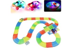 SYMIU Giochi Bambini 3 Anni Pista Macchinine Giocattolo per Bambini 3 Anni con 2 Luminosa Cars Macchinine per Bambini 240 Pezzi Detriti Pista Set Piste Regalo di Natale Bambina Bambino Bimbo 2 3 4 5 6 Anni