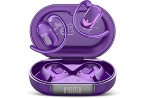 STECEi Open Ear Headphones, Bluetooth 5.4 Wireless Earbuds with Adjustable Ear Hooks, Powerful Sound, Air Conduction Earbuds with Mic, 36H playtime, IPX7 Waterproof Sports Earphones, Purple