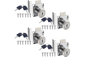 AGHOER 4 Stück Schrankschloss mit Schlüssel, 22mm Möbelschloss, Nockenschloss, Rostfreier Stahl Spindschloss mit Schlüssel, für Schubladen und Schränke