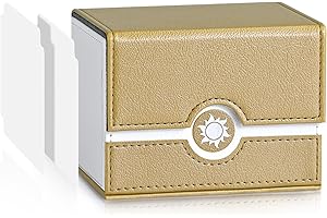 UAONO Deck Box für Sammelkarten, Sideload MTG Deckbox passt für 120+ Karten, PU Leder Sammelkarten box für Magic Commander YuGiOh PTCG Karten (Brown&White)