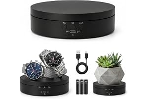 KAIMC Motoriserat roterande displaystativ 3-i-1 360 graders elektrisk fotografering skivspelare för livestreaming, smyckesskä