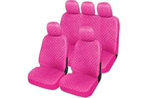 Lupex Shop Trap_Ro Coprisedili Auto Universale Trapuntato Rosa, Set Copri-Sedile fodere per Anteriori e Posteriori, Accessori Interni Auto