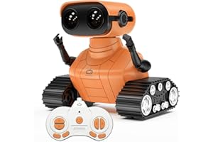 AONGAN RC Robot Toys Rechargeable Robot Toys for Kids Dancing Singing Music LED Eyes Demo Birthday Toy Gifts for Boys and Girls Aged 3-9(Orange)…