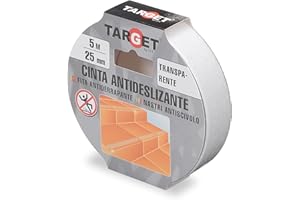 TARGET Cinta Antideslizante Adhesiva, Seguridad Escaleras Rampas | Para interior y exterior, Anti caída (TRANSPARENTE, 5 M x 25 mm)