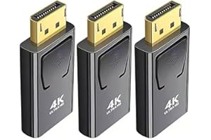 SK DEPOT Displayport to HDMI Adapter(3 pack), 4K DP to HDMI Converter Displayport 1.4V Nickel Plated for Desktop, Laptop, Projector, HDTV (DP Male to HDMI Female, Black & Gold, 3 Pack)