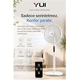 Yui F60 Beyaz 16 İn&ccedil; 50W 8 Kademe 5 Pervane D&ouml;ner Başlıklı Uzaktan Kumandalı Vantilat&ouml;r