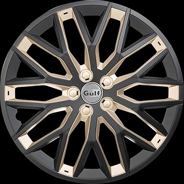 Moltico Enjoliveur - Set De 4 Universel Enjoliveurs - Adapté à Toutes Roues En Acier - Enjoliveurs Pour Auto - Anneau De Sécurité Réglable - 14 Pouces - Jaune-Noir