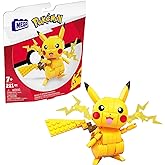 MEGA Pok&eacute;mon aksiyon fig&uuml;r&uuml; yapı oyuncakları, 211 par&ccedil;alı Pikachu, 10 cm uzunluğunda, eklemleri b&uuml;k&uuml;lebilen karakter, &ccedil;ocukla