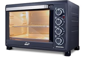 Grunkel Horno eléctrico multifunción de sobremesa de 38L con 3 funciones de calor y selector de temperatura hasta 230ºC. Temporizador hasta 60 min - 2000W