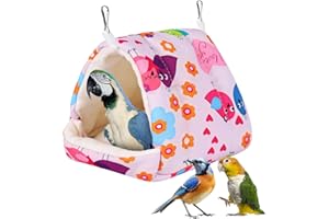 FNAOBAI Bird Bed for Cage Warm Winter Nest Hammock with Hanging Hook Cage Accessories for Small Birds Parakeets Cockatiels Love Birds Cockatiels Conures Hamster (Pink, M)