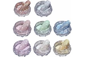 ‎GZMAYUEN GZMAYUEN Kristall Diamant Nagel Glitzer Pulver 8 Stück Crystal Diamond Glitzerpuder für Nägel Gold Silber Roségold Blau Glas Stone Chrom Funkelt Glitzert Nagel Pigment Nail Powder Dekoration Set