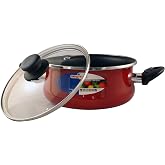 MAGEFESA Prague &ndash; Saucepan with Lid, 24 cm, Red Exterior Vitrified Steel, Non-Stick, Reinforced Two-Layer, Suitable for All T