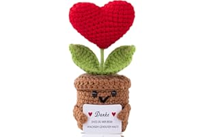 Aruigu Danke Geschenk Positive Kartoffel Deutsch Glücksbringer, Dankeschön Geschenk für Freunde Kollegen und Famili, Positive Pocket Hug Gestricktes rotes Herz