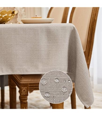 Tovaglia Antimacchia Effetto Lino Jemidi - Impermeabile, 130x220cm, Colore Antracite - Foto 10