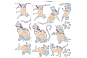 CENCERY Prisma Fensteraufkleber, 18 Stück Fensteraufkleber Vogelschutz, Kätzchen Suncatcher Sticker, Regenbogen Fensterfolie, Vogelschutz Aufkleber für Fenster (Kätzchen)