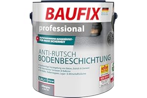 BAUFIX professional Anti-Rutsch Bodenbeschichtung silbergrau, matt, 2.5 Liter, Beton- und Bodenfarbe, rutschhemmend, für Beton/Estrich/Zement, für innen & außen