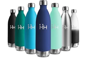 KOLLYKOLLA Botella Termica 1L, Reutilizable, Termo Agua Acero Inoxidable sin BPA, Doble Pared, Botella Agua Termica a Prueba de Fugas para Adultos, Oficina, Escuela, Gimnasio, Senderismo, Viajes y Uso Diario