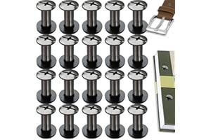 SHSMPXOY 20 Set Rivetti a Vite, M5 x 12 mm Rivetti Chicago, Viti Chicago Screws Chicago Book Viti,Viti Chicago di ricambio in Metallo per Borse, Libri, Collari, Zaini, Guinzagli per Cani (Nero Lucido)