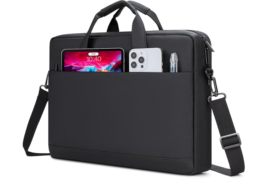 MicaYoung 14 15 inch Laptop Carrying Shoulder Bag Waterproof Durable Briefcase Compatible with MacBook Acer ASUS HP Surface Dell Chromebook, Black