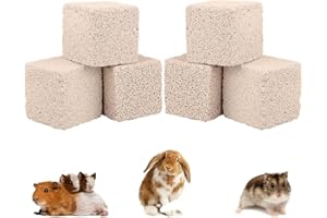 Meow&Woof 6 dużych królików, bloki lawy, małe zwierzęta, szlifowanie zębów, kamień, chomik, wysoka zawartość wapnia, zabawki do żucia zwierząt domowych, dla szynszyli, świnki morskiej, szczura,