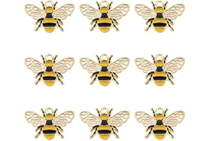 Julie Wang 16pcs Enamel Alloy Honey Bee Charms for Bracelets Earrings Necklaces Pendants Keyrings Keychains Jewellery Making Accessories 26x17mm