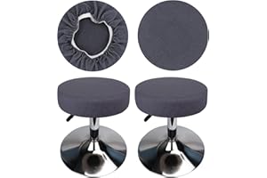 HuaLiSiJi Copri Sgabello Rotondo 30-40cm Fodera Sgabello Rotondo Tessuto di Lusso, Estensibile Resistente Alle Rughe Lavabile Antipolvere Morbido e Durevole (Grigio, 2)