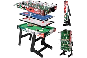 Table de Jeu 4 en 1 Multi Table de Jeu Kicker Multigame Table de Jeu Pliable Tiges télescopiques Table de Jeu Multifonctions Billard Table de ping-Pong Hockey sur Table 123 * 61 * 80CM